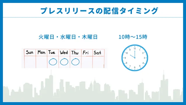 プレスリリース　タイミング　曜日　時間